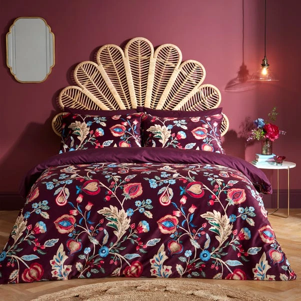 Delilah Purple Floral Fruit Tree Luxury Velvet Duvet Cover & Pillowcase Set 11 Delilah Purple Floral Fruit Tree Luxury Velvet Duvet Cover & Pillowcase Set - Image 9