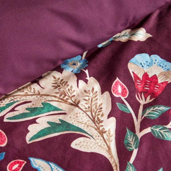 Delilah Purple Floral Fruit Tree Luxury Velvet Duvet Cover & Pillowcase Set 14 Delilah Purple Floral Fruit Tree Luxury Velvet Duvet Cover & Pillowcase Set - Image 12