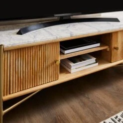 Alina Fluted Wide TV Unit, Mango Wood Fo TVs Up To 60" -Habitat Store 30859818 alt02