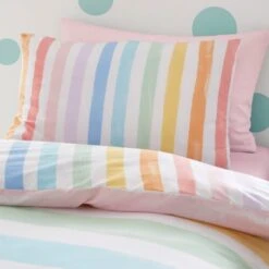 Rainbow Watercolour Stripe Duvet Cover & Pillowcase Set 21 Rainbow Watercolour Stripe Duvet Cover & Pillowcase Set -Habitat Store 30861122 alt01