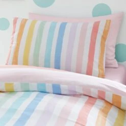 Rainbow Watercolour Stripe Duvet Cover & Pillowcase Set 17 Rainbow Watercolour Stripe Duvet Cover & Pillowcase Set -Habitat Store 30861124 alt03