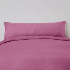 Non Iron Plain Dye Pink Bolster Pillowcase