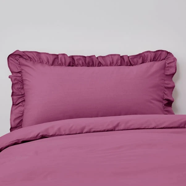 Non Iron Plain Dye Pink Frilled Pillowcase 3 Non Iron Plain Dye Pink Frilled Pillowcase