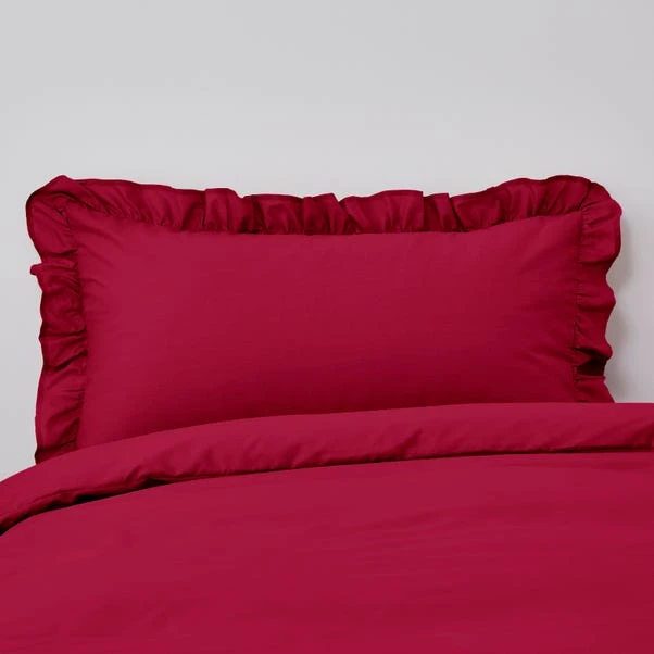 Non Iron Plain Dye Magenta Frilled Pillowcase 3 Non Iron Plain Dye Magenta Frilled Pillowcase