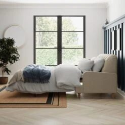 Beatrice Buttoned Luna Fabric Natural 3 Seater Double Sofa Bed -Habitat Store 30864247 alt02