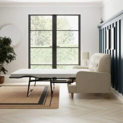 Beatrice Buttoned Luna Fabric Natural 3 Seater Double Sofa Bed -Habitat Store 30864247 alt03