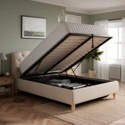 Arriana Ottoman Chesterfield Bed Frame, Woven Fabric -Habitat Store 30864275 alt01