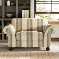 Angus Striped Linen Snuggle Chair 41 Angus Striped Linen Snuggle Chair -Habitat Store 30869751