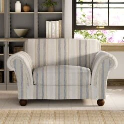 Angus Striped Linen Snuggle Chair 31 Angus Striped Linen Snuggle Chair -Habitat Store 30869752