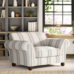 Angus Striped Linen Snuggle Chair 32 Angus Striped Linen Snuggle Chair -Habitat Store 30869752 alt01