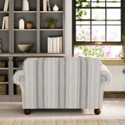 Angus Striped Linen Snuggle Chair 34 Angus Striped Linen Snuggle Chair -Habitat Store 30869752 alt03