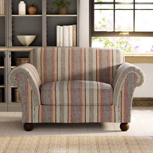 Angus Striped Linen Snuggle Chair 3 Angus Striped Linen Snuggle Chair