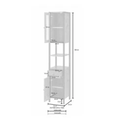 Colton Concrete Effect Tallboy Storage Unit With Mirrored Door -Habitat Store 30869873 alt09