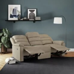 Taylor Chunky Chenille Manual Recliner 3 Seater Sofa, Dark Natural -Habitat Store 30869880 alt01