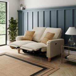 Beatrice Luna Fabric Natural Power Recliner 2 Seater Sofa -Habitat Store 30869972 alt02