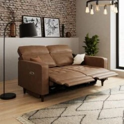 Zoe Faux Leather Power Recliner 3 Seater Sofa, Mocha -Habitat Store 30869976 alt02