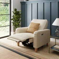 Beatrice Luna Fabric Power Recliner Armchair, Natural -Habitat Store 30869982 alt02