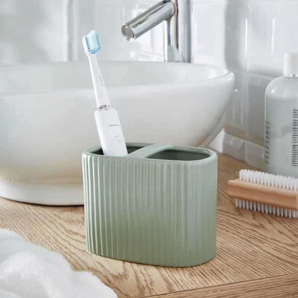 Ceramic Ribbed Electric Toothbrush Holder 3 Ceramic Ribbed Electric Toothbrush Holder