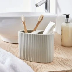 Ceramic Ribbed Electric Toothbrush Holder 17 Ceramic Ribbed Electric Toothbrush Holder -Habitat Store 30870201