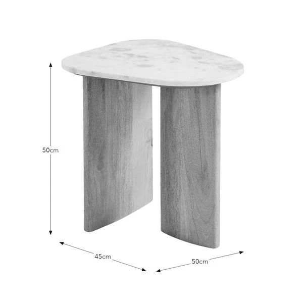 Arya Oval Side Table, Mango Wood And Real Marble 7 Arya Oval Side Table, Mango Wood And Real Marble - Image 5