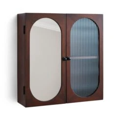 Elias Wall Cabinet, Acacia Wood, Mirror And Reeded Glass 11 Elias Wall Cabinet, Acacia Wood, Mirror And Reeded Glass -Habitat Store 30873171 alt04