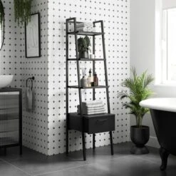 Stannis Reeded Glass Ladder Shelf