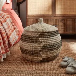 Contrast Storage Basket With Lid