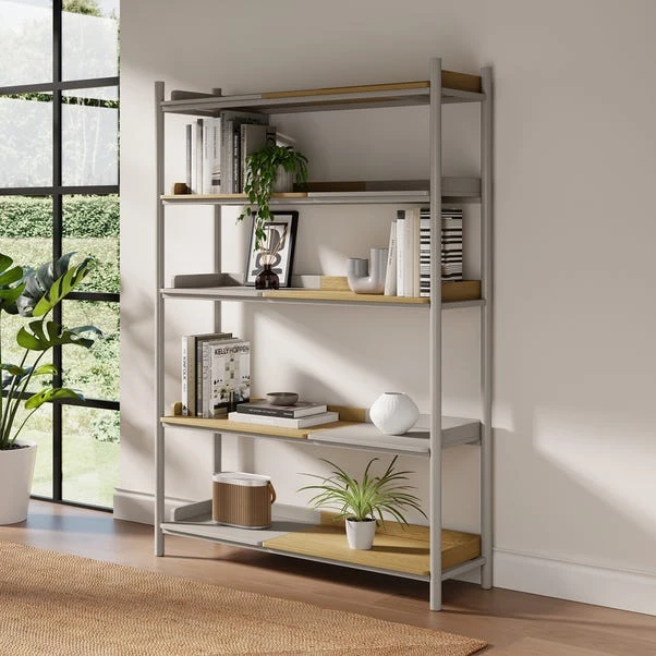 Halsey Tall Shelving Unit, Oak Effect 4 Halsey Tall Shelving Unit, Oak Effect - Image 2