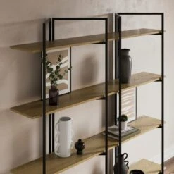 Ramson Tall And Wide Shelving Unit, Oak And Black -Habitat Store 30878042 alt02