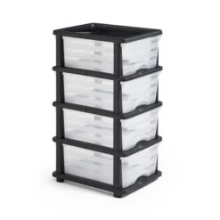 Plastic 4 Drawer Storage Tower Unit -Habitat Store 30882379 alt02