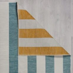 Striped Reversible Indoor Outdoor Blue & Yellow Rug -Habitat Store 30887444 alt02