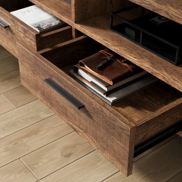Freddie Extra Wide TV Unit For TVs Up To 70", Rustic Wood Effect 5 Freddie Extra Wide TV Unit For TVs Up To 70", Rustic Wood Effect - Image 3