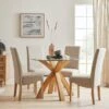 Xavi 4 Seater Round Dining Table, Glass And Oak -Habitat Store 30890541