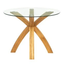 Xavi 4 Seater Round Dining Table, Glass And Oak -Habitat Store 30890541 alt01