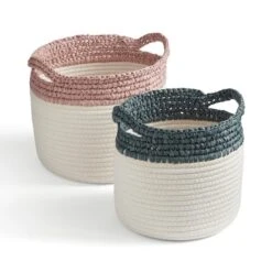 Set Of 2 Crochet Effect Storage Baskets 7 Set Of 2 Crochet Effect Storage Baskets -Habitat Store 30890657 alt02