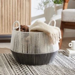 Block Colour Hand Knitted Storage Basket -Habitat Store 30890660