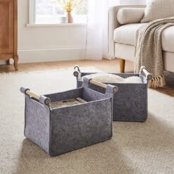 Set Of 2 Felt Fabric Storage Box 11 Set Of 2 Felt Fabric Storage Box -Habitat Store 30891241