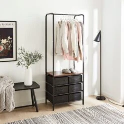 Clothes Rail With Fabric Drawers