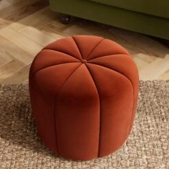 Pumpkin Velvet Footstool -Habitat Store 30891422 alt02
