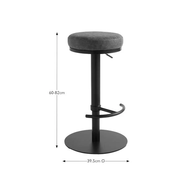 Jesper Adjustable Height Bar Stool, Charcoal Faux Leather 8 Jesper Adjustable Height Bar Stool, Charcoal Faux Leather - Image 6