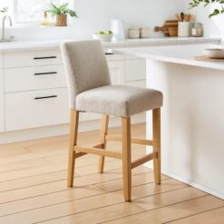 Oakley Counter Height Bar Stool, Natural Boucle