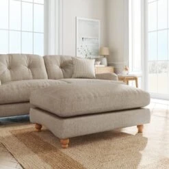 Martha Slub Faux Linen Footstool -Habitat Store 30892899