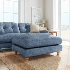 Martha Slub Faux Linen Footstool -Habitat Store 30892917