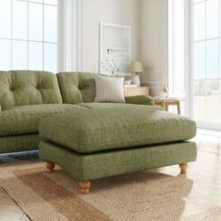 Martha Slub Faux Linen Footstool -Habitat Store 30892925