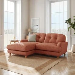 Martha Slub Faux Linen Corner Chaise Sofa