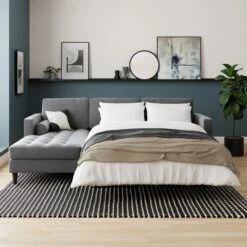 Zoe 4 Seater Corner Double Sofa Bed, Velvet