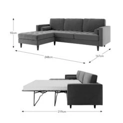 Zoe 4 Seater Corner Double Sofa Bed, Velvet -Habitat Store 30893243 alt09