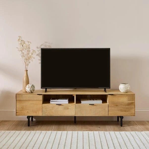 Spencer Extra Wide TV Unit For TVs Up To 80", Mango Wood 3 Spencer Extra Wide TV Unit For TVs Up To 80", Mango Wood