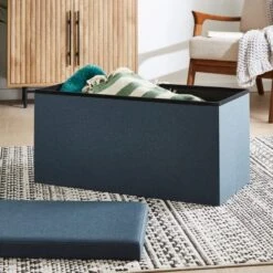 Faux Linen Rectangular Ottoman -Habitat Store 30893849 alt01