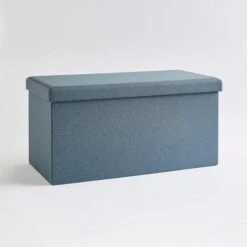 Faux Linen Rectangular Ottoman -Habitat Store 30893849 alt02